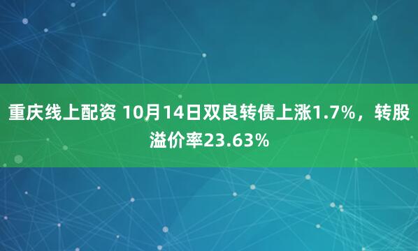 重庆线上配资 10月14日双良转债上涨1.7%，转股溢价率23.63%